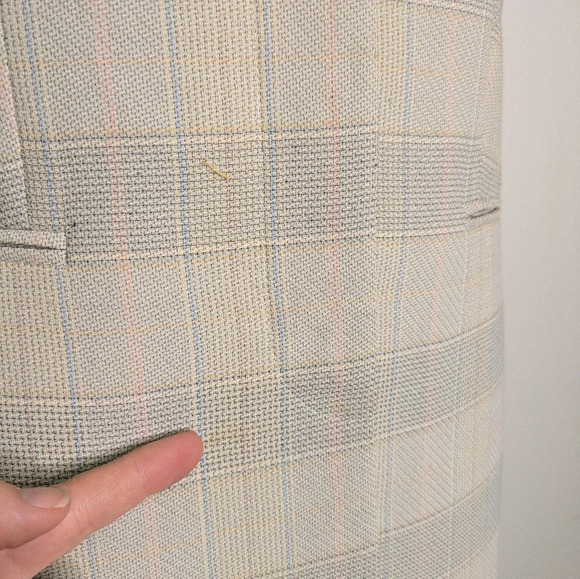 Louis Feraud Set Neutral Plaid Vanilla Girl Blazer & Skirt Size 8/EU 38 - Picture 12 of 15